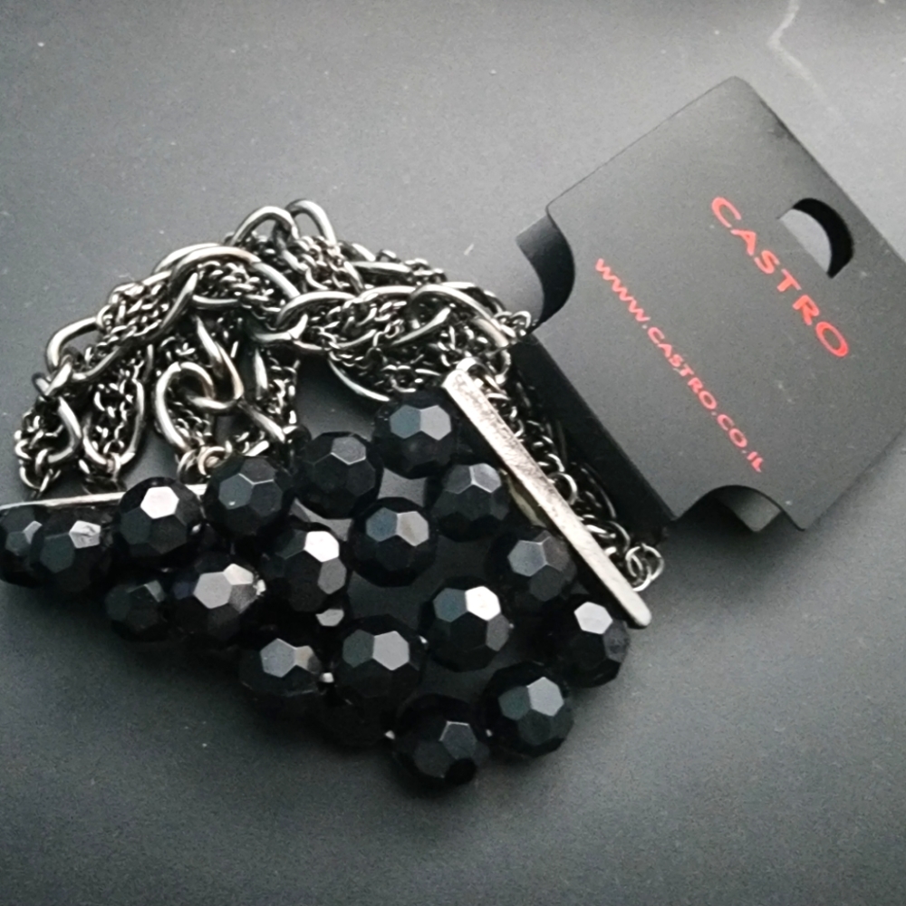 Elastic Black Beads Bracelet